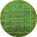 Round Oriental Green Industrial Rug, urb1585grn