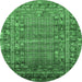 Round Oriental Emerald Green Industrial Rug, urb1585emgrn