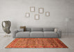 Machine Washable Oriental Orange Industrial Area Rugs in a Living Room, wshurb1585org