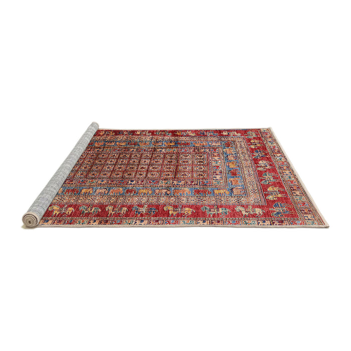 Sideview of Machine Washable Industrial Modern Red Rug, wshurb1586
