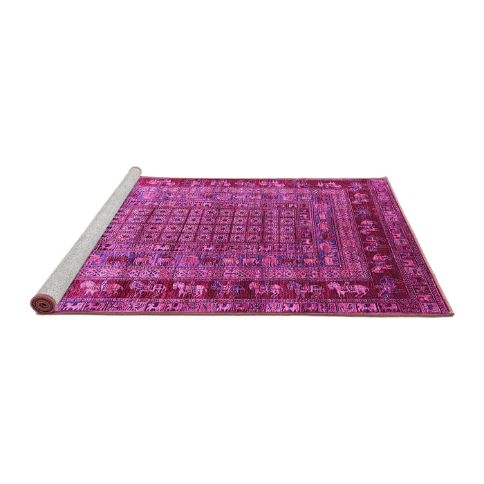 Sideview of Machine Washable Oriental Pink Industrial Rug, wshurb1586pnk
