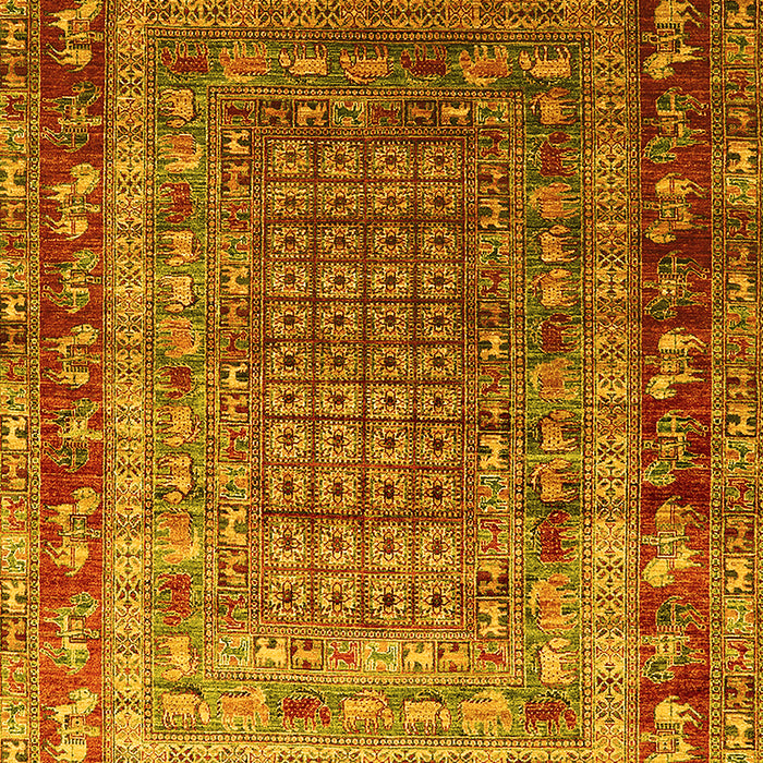Machine Washable Oriental Yellow Industrial Rug, wshurb1586yw
