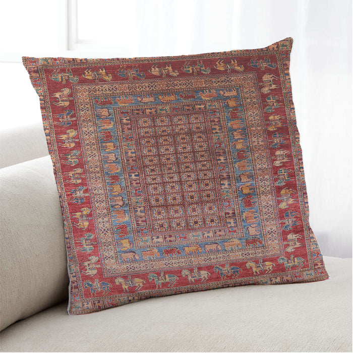 Lifestyle Image of Mid-Century Modern Urban Square Red Throw Pillow, 18 inch by 18 inch, pwurb1586