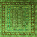 Square Machine Washable Oriental Green Industrial Area Rugs, wshurb1586grn