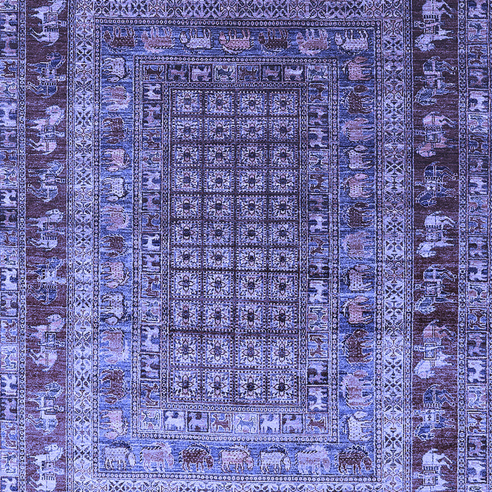 Machine Washable Oriental Blue Industrial Rug, wshurb1586blu