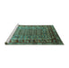 Sideview of Machine Washable Oriental Turquoise Industrial Area Rugs, wshurb1586turq