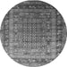 Round Machine Washable Oriental Gray Industrial Rug, wshurb1586gry