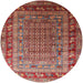 Round Machine Washable Industrial Modern Red Rug, wshurb1586