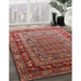 Mid-Century Modern Red Oriental Rug in Family Room, urb1586