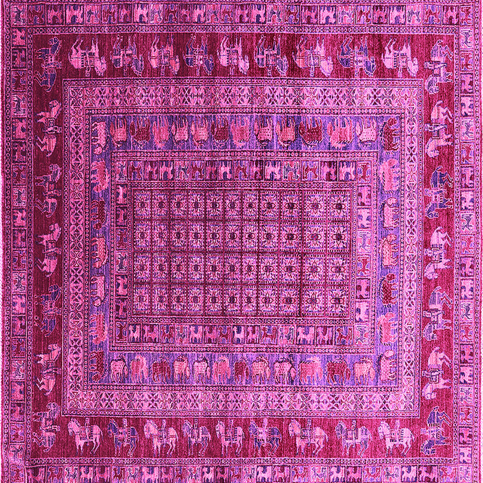 Square Machine Washable Oriental Pink Industrial Rug, wshurb1586pnk