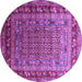 Round Machine Washable Oriental Purple Industrial Area Rugs, wshurb1586pur