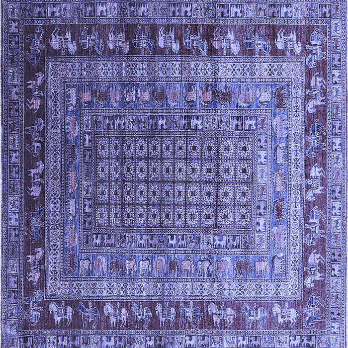 Square Machine Washable Oriental Blue Industrial Rug, wshurb1586blu