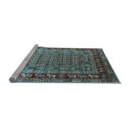 Sideview of Machine Washable Oriental Light Blue Industrial Rug, wshurb1586lblu