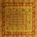 Square Machine Washable Oriental Yellow Industrial Rug, wshurb1586yw