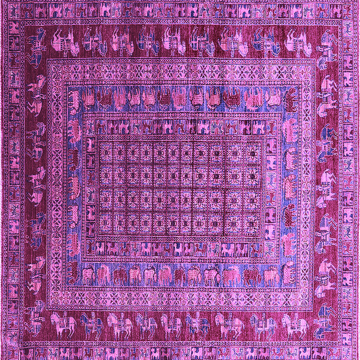 Square Machine Washable Oriental Purple Industrial Area Rugs, wshurb1586pur