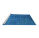 Sideview of Machine Washable Industrial Modern Neon Blue Rug, wshurb1587