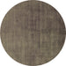 Round Machine Washable Oriental Brown Industrial Rug, wshurb1587brn