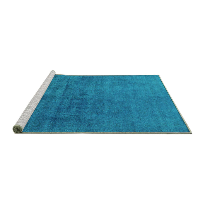 Sideview of Machine Washable Oriental Turquoise Industrial Area Rugs, wshurb1587turq