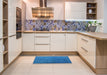 Mid-Century Modern Neon Blue Oriental Rug in a Kitchen, urb1587