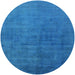 Round Mid-Century Modern Neon Blue Oriental Rug, urb1587