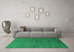 Machine Washable Oriental Green Industrial Area Rugs in a Living Room,, wshurb1587grn