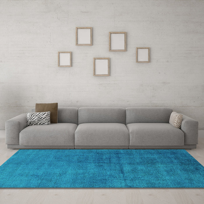 Machine Washable Oriental Turquoise Industrial Area Rugs in a Living Room,, wshurb1587turq