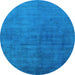 Round Oriental Light Blue Industrial Rug, urb1587lblu