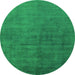 Round Machine Washable Oriental Green Industrial Area Rugs, wshurb1587grn