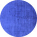 Round Oriental Blue Industrial Rug, urb1587blu