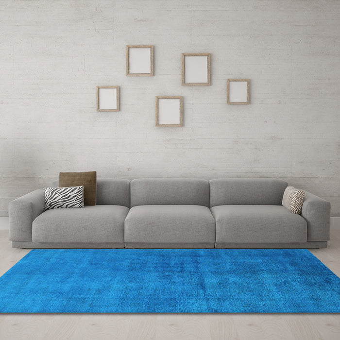 Machine Washable Oriental Light Blue Industrial Rug in a Living Room, wshurb1587lblu