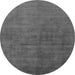 Round Machine Washable Oriental Gray Industrial Rug, wshurb1587gry