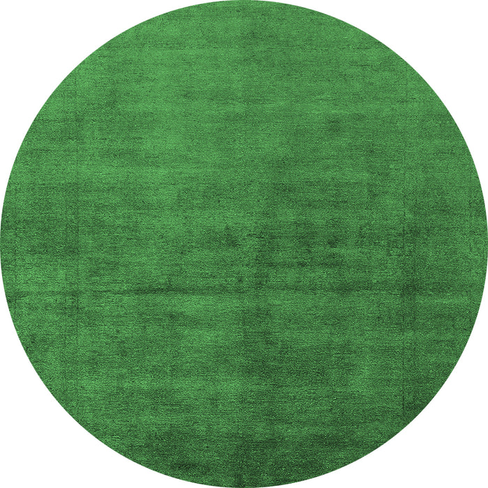 Round Oriental Emerald Green Industrial Rug, urb1587emgrn