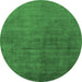 Round Oriental Emerald Green Industrial Rug, urb1587emgrn