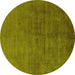 Round Oriental Yellow Industrial Rug, urb1587yw