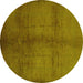 Round Oriental Yellow Industrial Rug, urb1588yw