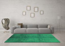 Machine Washable Oriental Green Industrial Area Rugs in a Living Room,, wshurb1588grn