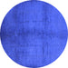 Round Oriental Blue Industrial Rug, urb1588blu