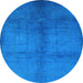 Round Oriental Light Blue Industrial Rug, urb1588lblu