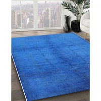 Mid-Century Modern Neon Blue Oriental Rug, urb1588