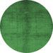 Round Oriental Emerald Green Industrial Rug, urb1588emgrn