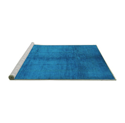 Sideview of Machine Washable Oriental Turquoise Industrial Area Rugs, wshurb1588turq