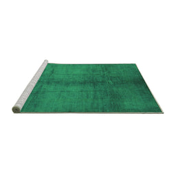 Sideview of Machine Washable Oriental Green Industrial Area Rugs, wshurb1588grn