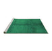 Sideview of Machine Washable Oriental Green Industrial Area Rugs, wshurb1588grn