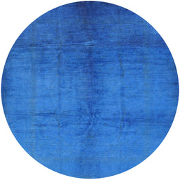 Round Mid-Century Modern Neon Blue Oriental Rug, urb1588