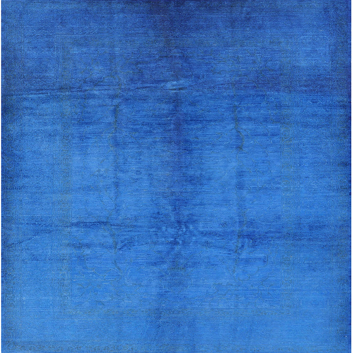 Square Mid-Century Modern Neon Blue Oriental Rug, urb1588