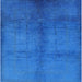 Square Mid-Century Modern Neon Blue Oriental Rug, urb1588