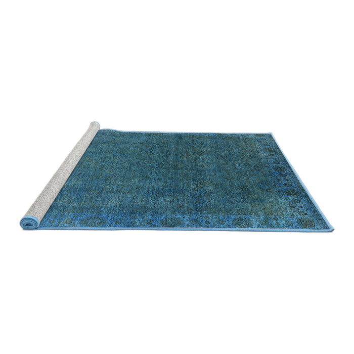 Sideview of Machine Washable Industrial Modern Blue Ivy Blue Rug, wshurb1589