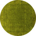 Round Oriental Yellow Industrial Rug, urb1589yw