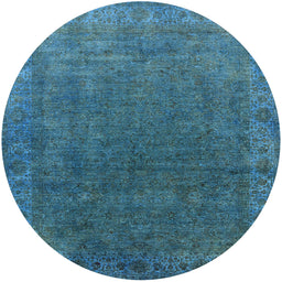 Round Mid-Century Modern Blue Ivy Blue Oriental Rug, urb1589