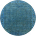 Round Mid-Century Modern Blue Ivy Blue Oriental Rug, urb1589